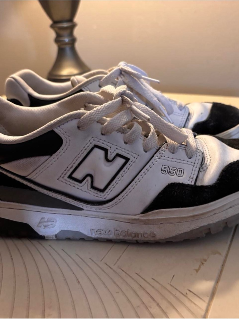 New Balance Kids 550 White and Black Low-Top Sneakers